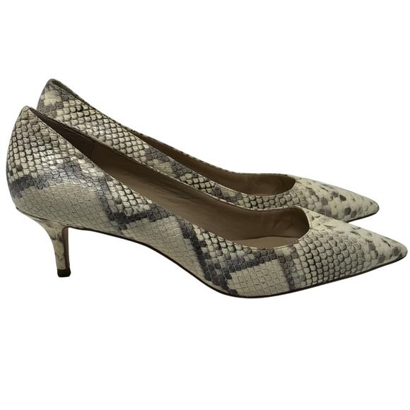 Ann Taylor Python Snake Print Pumps Women’s 9 Leather Low Kitten Heel - Picture 2 of 8